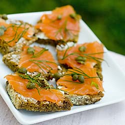 Smoked Salmon on Pumpernickel - Recipe photo by JeffArtisanBread
