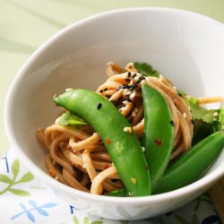 Spelt Noodles with Sugar Snap Peas - Recipe photo by My Feasts