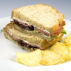 Pastrami & Cream Cheese Sandwich - Recipe photo by Greedy Gourmet