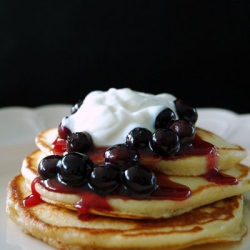 Hotcakes and Fruit Sauce - Recipe photo by winosandfoodies