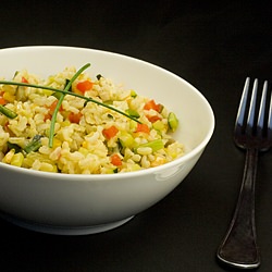 Courgette, Red Pepper & Mushroom Rice - Recipe photo by Greedy Gourmet