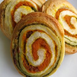 Pumpkin-Pesto Pizza Pinwheels - Recipe photo by FOODalogue