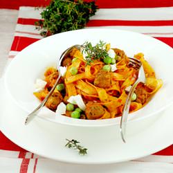 Futtuccine & Lamb Sausage Meatballs - Recipe photo by MeetaK