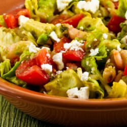 Tomato, Avocado, Shrimp, Feta Salad - Recipe photo by kalynskitchen