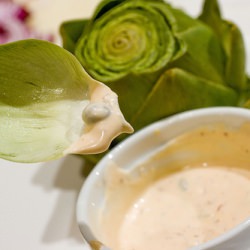 Artichokes with Creamy Caper Dip - Recipe photo by FoodMayhem