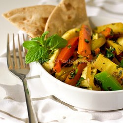 Quick Paneer-Mint-Vegetable Sauté - Recipe photo by tastypalettes