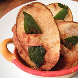 Crispy Sage Potato Chips - Recipe photo by mylastbite