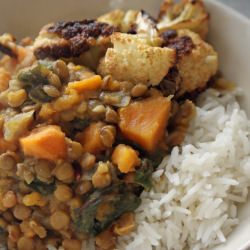 Curried Lentils with Sweet Potatoes - Recipe photo by JulieVR