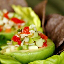 Gazpacho Filled Avocado - Recipe photo by savoringtimeinthekitchen