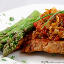 Garden Style Chops and Asparagus - Recipe photo by chefmonica