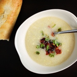 Corn Soup with Crisp Prosciutto - Recipe photo by thisweeksmenu