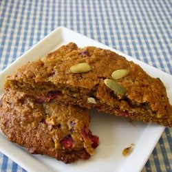 Pumpkin-Cranberry Scones - Recipe photo by pinkstripes