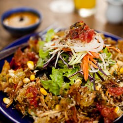 Salad with Deep Fried Flowers - Recipe photo by ericisaac