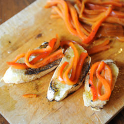 Roasted Red Pepper Bruschetta - Recipe photo by NativeFoodWine