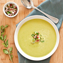 Sweet Pea Soup with Pickled Radish - Recipe photo by dandysugar