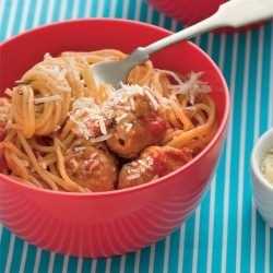 Spaghetti with Chicken Meatballs - Recipe photo by cookingnook lady