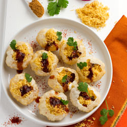 Sev Puri an Indian Street Food - Recipe photo by veggiebelly
