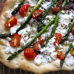 Aparagus-Tomato Pizza - Recipe photo by SimpleBites