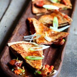 Chorizo and Spring Onion Quesadilla - Recipe photo by thegoodmoodfoodblog
