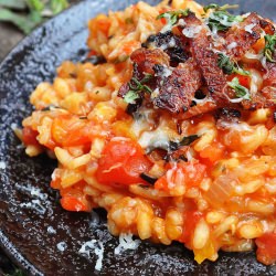 Roasted Peppers and Bacon Risotto - Recipe photo by crunchybottoms