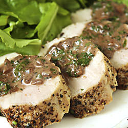 Pork Tenderloin w/ Peppercorn Sauce - Recipe photo by gimme some oven