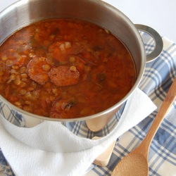 Spicy Lentil and Chorizo Soup - Recipe photo by Technicolor Kitchen