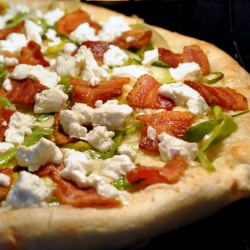 Pizza – Leek, Bacon, Goat Cheese - Recipe photo by necessaryindulg