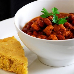 Three-Bean Chili w/ Honey Cornbread - Recipe photo by Comfort of Cooking