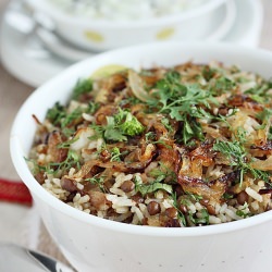Mujadara And Cucumber in Yogurt - Recipe photo by Aparna