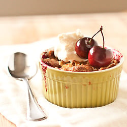 Cherry Peach Almond Crisp - Recipe photo by dandysugar