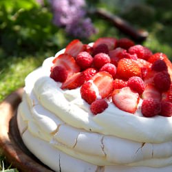 Summer Berry Layered Pavlova - Recipe photo by thegoodmoodfoodblog