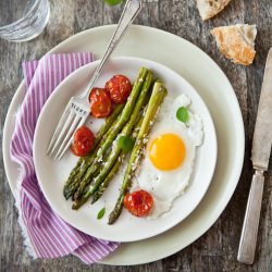 Roasted Asparagus, Tomato and Eggs - Recipe photo by Tartelette