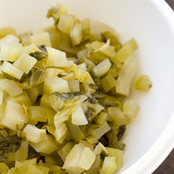 Pickled Mustard Green Relish - Recipe photo by FoodMayhem