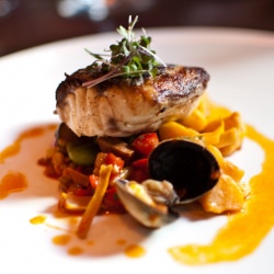 Seared Striped Bass with Succotash - Recipe photo by Fork it over Boston