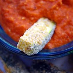 Baked Zucchini + Romesco Sauce - Recipe photo by chiknpastry