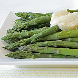 Asparagus with Parmegiano Butter - Recipe photo by Lucy Vaserfirer