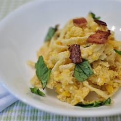 Pasta with Corn Pesto - Recipe photo by whiskwriterepeat