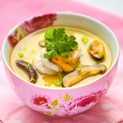 Steamed Eggs with Seafood Sauce - Recipe photo by eggwan1013