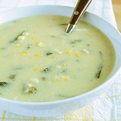 Corn & Poblano Chowder - Recipe photo by Lucy Vaserfirer