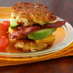 Corn & Zucchini Fritter Stacks - Recipe photo by SippitySup