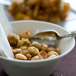 Fried Olives with Marcona Almonds - Recipe photo by norecipes