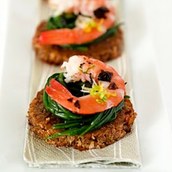 Agretti and Shrimps Canapés - Recipe photo by maky