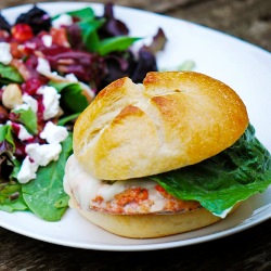 Salmon Burgers with Spinach Salad - Recipe photo by GuiltyKitchen