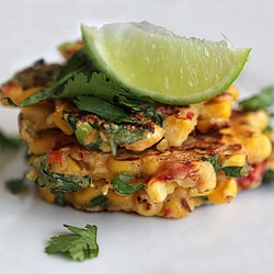 Corn Fritters with Roasted Peppers - Recipe photo by tresjolie