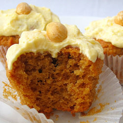 PB Cupcakes w/ Pumpkin Frosting - Recipe photo by peanutbutterco