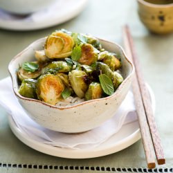 Spicy Sriracha Roasted Brussels - Recipe photo by White On Rice Couple