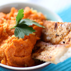 Hummus with Pita Crisps - Recipe photo by bakinginlisbon
