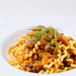 Guanciale & Mandarin Sugo - Recipe photo by norecipes