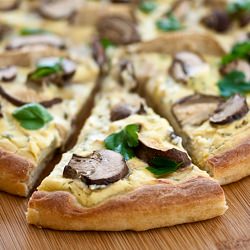 White Pan Pizza with Mushrooms - Recipe photo by BitterSweet