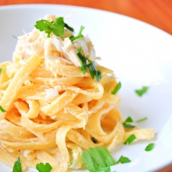 Thai Fettuccine Alfredo w/ Crab - Recipe photo by okiedokieartichokie
